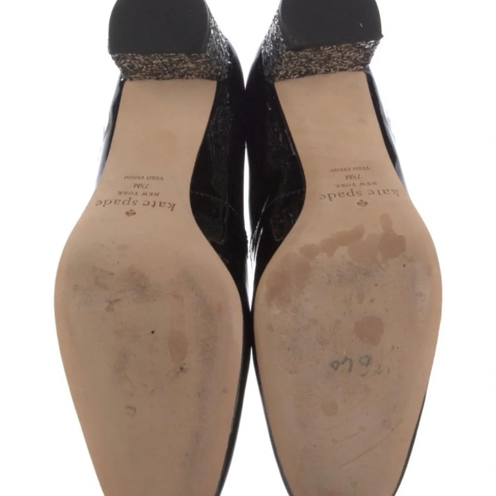 Kate Spade Glossy Black Heels with Glitter Size 7.5